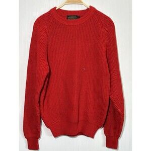 Eddie Bauer Ribbed Knit Sweater Mens XL Red Crewneck Cotton Vintage New